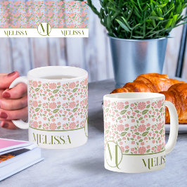 Groovyレトロボホピンク花パターンデイジー コーヒーマグカップ