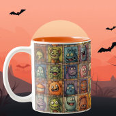 Groovyレトロマンガモンスタースクエアタイル ツートーンマグカップ