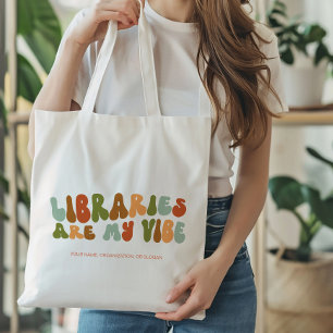 Groovyレトロライブラリは私のVibe、Book Librarian トートバッグ