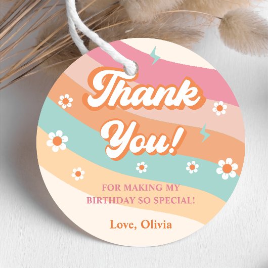 Groovyレトロレインボーサンキューバースデーパーティー フェイバータグ