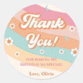 Groovyレトロレインボーサンキューバースデーパーティー ラウンドシール (正面)