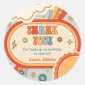 Groovyレトロレインボーサンキューバースデーパーティー ラウンドシール (正面)