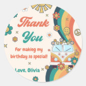 Groovyレトロレインボーサンキューバースデーパーティー ラウンドシール (正面)