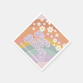 Groovyレトロレインボーフォーエバーグルーヴィー4歳の誕生日 スタンダードカクテルナプキン (角)