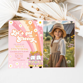 Groovyレトロレインボー10誕生日写真を入手 招待状