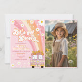 Groovyレトロレインボー10誕生日写真を入手 招待状 (正面)