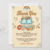 Groovyレトロレインボー1stバースデーパーティー サンキューカード (正面)