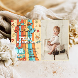 Groovyレトロレインボー1stバースデーフォトを入手 招待状