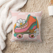Groovyレトロローラースケート60sヒッピー虹 クッション (ブランケット)