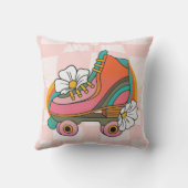 Groovyレトロローラースケート60sヒッピー虹 クッション (裏面)