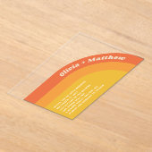 Groovyレトロヴィンテージオレンジ色のレインボー70結婚s アクリル招待状 (レイダウン)