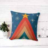 Groovyレトロヴィンテージブルークリスマスツリースター クッション