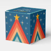 Groovyレトロヴィンテージブルーツリークリスマスパーティー フェイバーボックス (正面サイド)