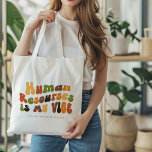 Groovyレトロ人事はMy Vibe、HR トートバッグ<br><div class="desc">Groovy、1970年代のレトロな「人事は私のビブである」トートHRプロフェッショナル。</div>