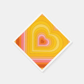 Groovyレトロ層ハート スタンダードカクテルナプキン (角)