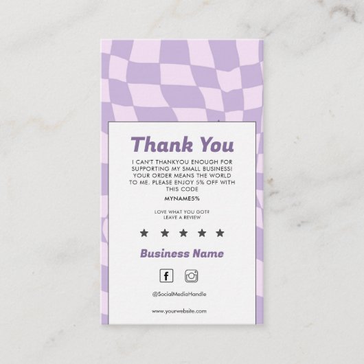 Groovyレトロ市松模様にサンキュービジネスカード 名刺 (正面)