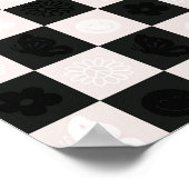 Groovyレトロ市松模様にパターン ポスター (角)