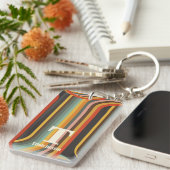 Groovyレトロ抽象芸術ラインモノグラム キーホルダー (正面右)