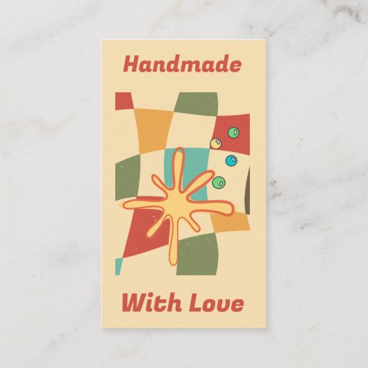 Groovyレトロ数々の色あり市松模様にがとう 名刺 (裏面)