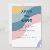 Groovyレトロ日付の保存招待状-ヴィンテージV セーブザデート (正面)