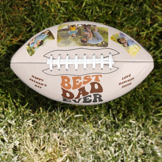 Groovyレトロ最高のパパEver 3写真パーソナライズされた アメリカンフットボール