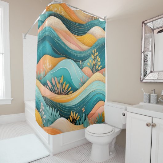 Groovyレトロ横スタイリッシュクール向 シャワーカーテン (インサイチュ)