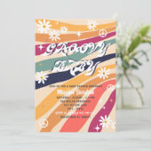 Groovyレトロ水カラーベビーシャワー招待状 招待状 (スタンド正面)