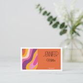 Groovyレトロ波線ソーシャルメディアQRコード 名刺 (スタンド正面)