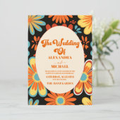 Groovyレトロ結婚フローラ 招待状 (スタンド正面)