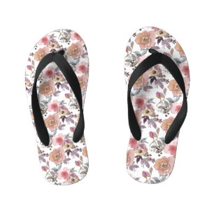 Groovyレトロ花ヴィンテージ70s 60sフローラピンク キッズビーチサンダル