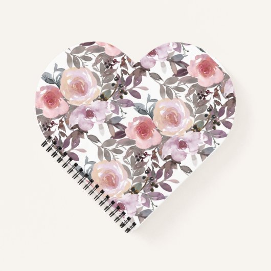 Groovyレトロ花ヴィンテージ70s 60sフローラピンク ノートブック (正面)