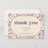 Groovyレトロ花赤ちゃんシャワーありがとう カード (正面)