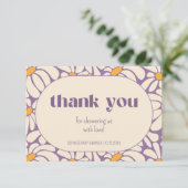 Groovyレトロ花赤ちゃんシャワーありがとう カード (スタンド正面)