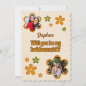 Groovyレトロ花Bridesmaid提案写真 カード (正面)