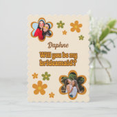 Groovyレトロ花Bridesmaid提案写真 カード (スタンド正面)