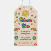 Groovyレトロ誕生日パーティーありがとうギフトラベル ギフトタグ (正面)