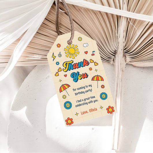 Groovyレトロ誕生日パーティーありがとうギフトラベル ギフトタグ