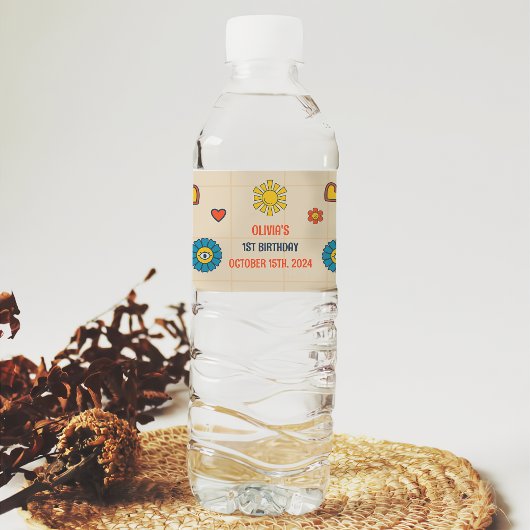 Groovyレトロ誕生日パーティーありがとう ペットボトルラベル