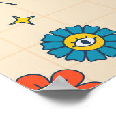 Groovyレトロ誕生日パーティーウェルカムサイン ポスター (角)