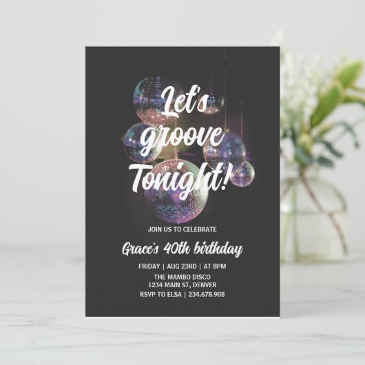 Groovyレトロ誕生日 招待状 (スタンド正面)