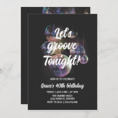 Groovyレトロ誕生日 招待状 (正面/裏面)