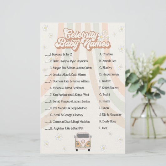 groovyレトロ赤ちゃんシャワーゲーム有名人の赤ちゃん名 (スタンド正面)