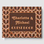 Groovyレトロ1970sパターン |写真結婚の ゲストブック (正面)