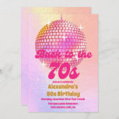 Groovyレトロ50thレッツディスコ誕生日パーティー 招待状 (正面/裏面)