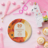 Groovyレトロ50th結婚のアニバーサリーウェルカムサイン ペーパープレート (パーティー)