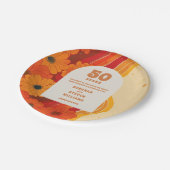 Groovyレトロ50th結婚のアニバーサリーウェルカムサイン ペーパープレート (アングル)