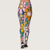 Groovyレトロ60sヒッピー花明るいヴィンテージ レギンス (裏面)