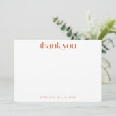 Groovyレトロ60s花オレンジ色名前をカスタムするシャワー サンキューカード (スタンド正面)