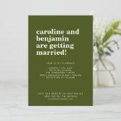 Groovyレトロ60s花ダークグリーンはっきりした結婚ズ 招待状 (スタンド正面)