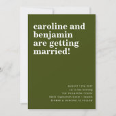 Groovyレトロ60s花ダークグリーン結婚ボホ 招待状 (正面)